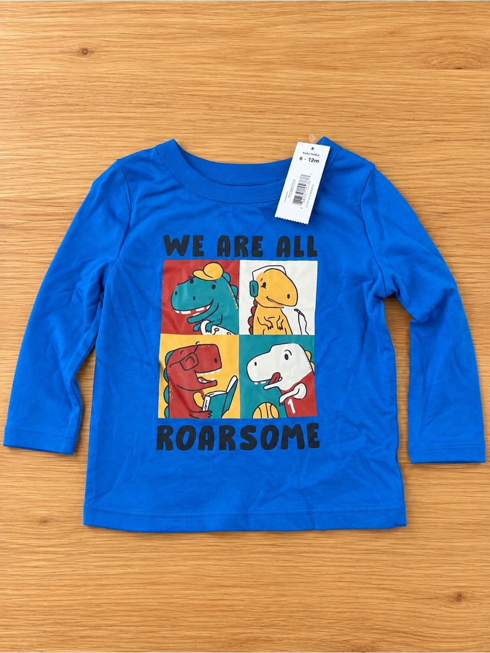 3/$10 Kids Blue 'We Are All Roarsome' Long-Sleeve Tee 6-12M NWT